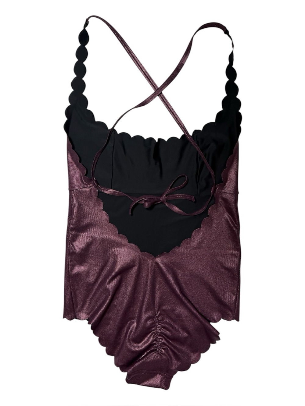 PilyQ Plume Black Reversible Wave Gwen Metallic One Piece Swimsuit NWT Large - Picture 6 of 10